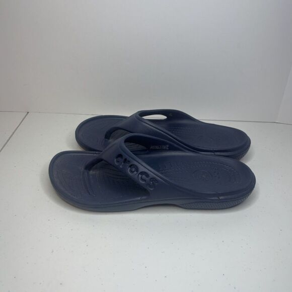 Crocs Iconic Comfort Navy Blue Flip Flop Thong Sandals Womens Open Toe - Picture 2 of 9